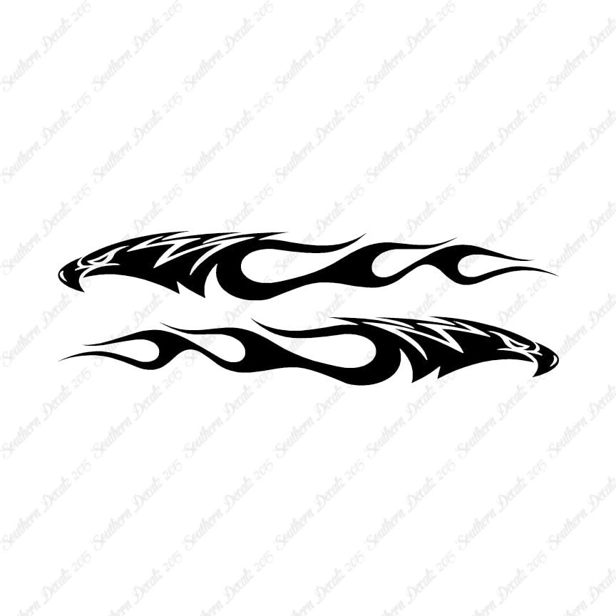 Southern Decalz Pair of Tribal Flames - Vinyl Decal Sticker - 12 x 5 -  Black