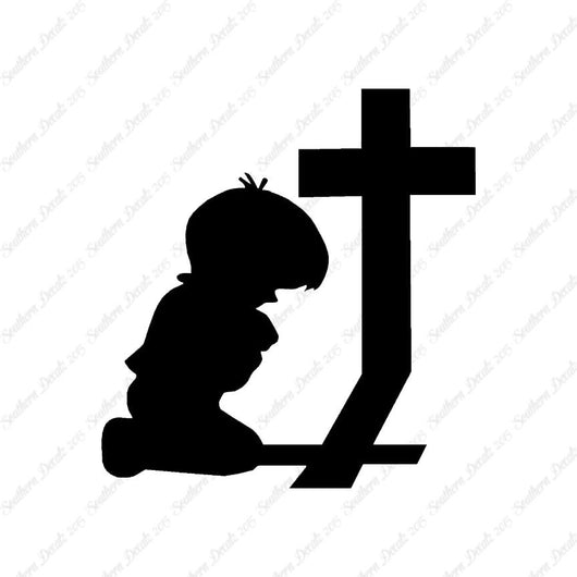 Boy Kneeling Prayer Cross